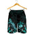 Samoa Polynesian Men's Shorts - Turtle With Blooming Hibiscus Turquoise - Polynesian Pride