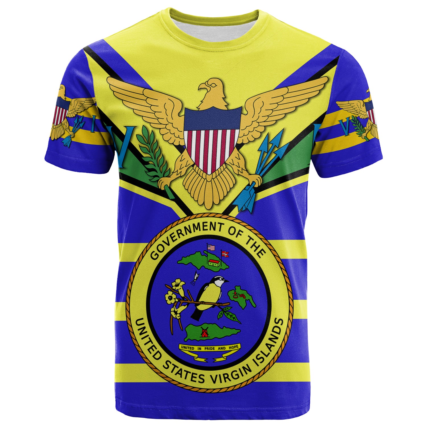 US Virgin Islands T Shirt Egales with Seal LT4 Unisex Blue - Polynesian Pride