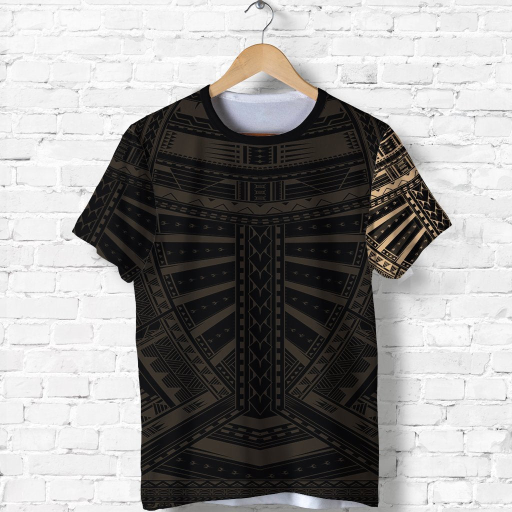 New Zealand Shirt, Maori Samoan Polynesian Tattoo T Shirt Gold Unisex Black - Polynesian Pride