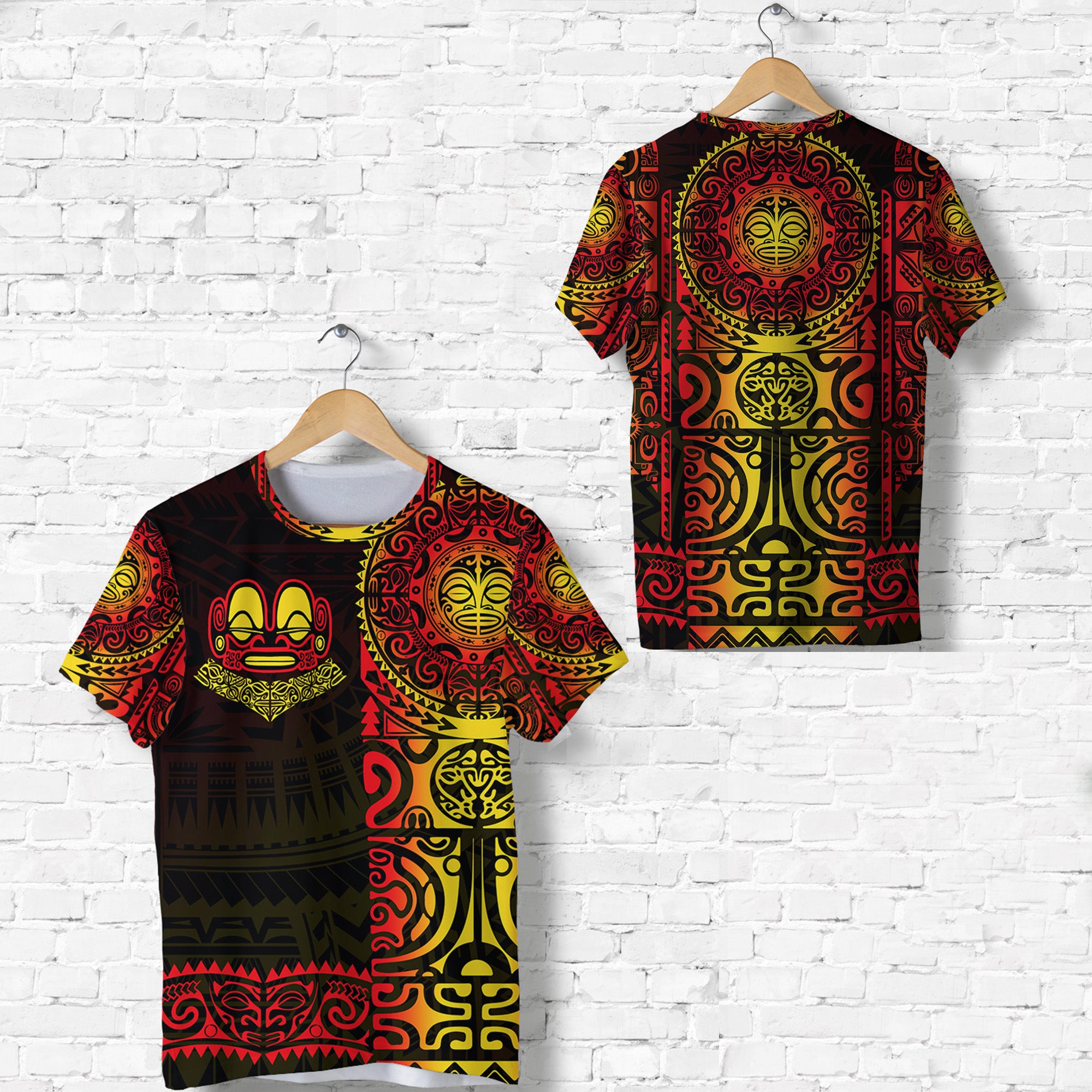 Marquesas Islands T Shirt Marquesan Tattoo Unique Style Gradient Red LT8 - Polynesian Pride