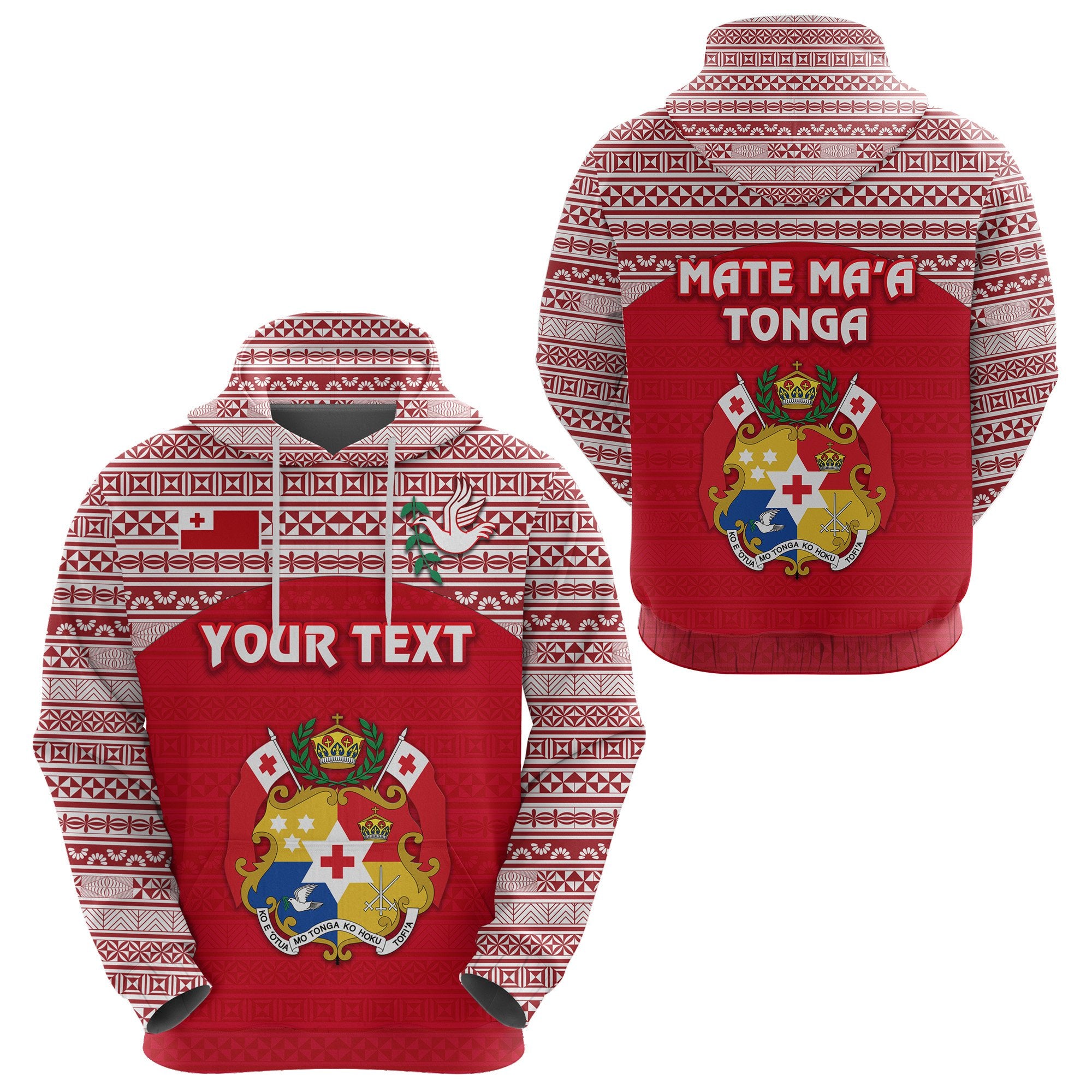 Custom Kolisi Tonga Hoodie Mate Maa Tonga Simple Version Coat of Arms Unisex Red - Polynesian Pride