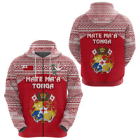 Kolisi Tonga Zip Hoodie Mate Maa Tonga Simple Version Coat of Arms Unisex Red - Polynesian Pride