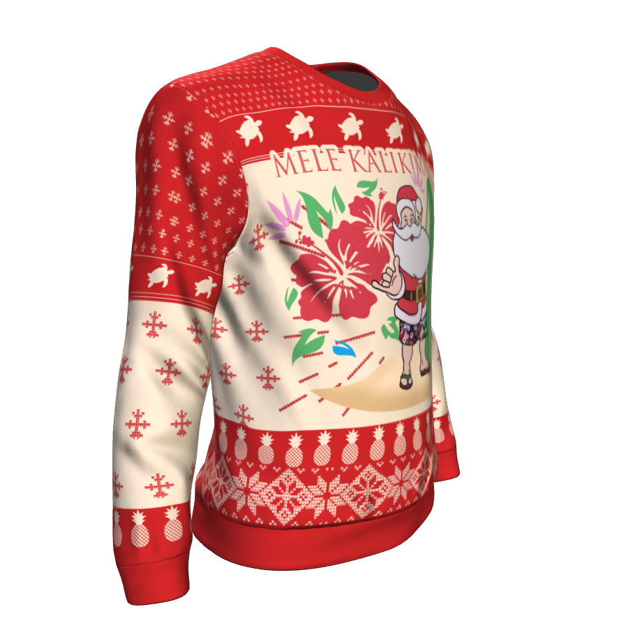 Hawaii Ugly Christmas Sweatshirt - Mele Kalikimaka Santa Claus Beach - Polynesian Pride