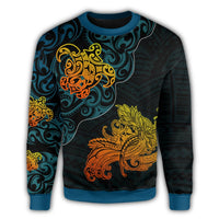 Hawaiian Polynesian Hula Girl And Turtle Sweatshirt - The Wave Style - AH - Polynesian Pride