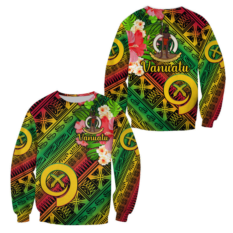 Vanuatu Sweatshirt Independence Be Proud Vanuatu Flag - Gradient Vibes LT8 Unisex Green - Polynesian Pride