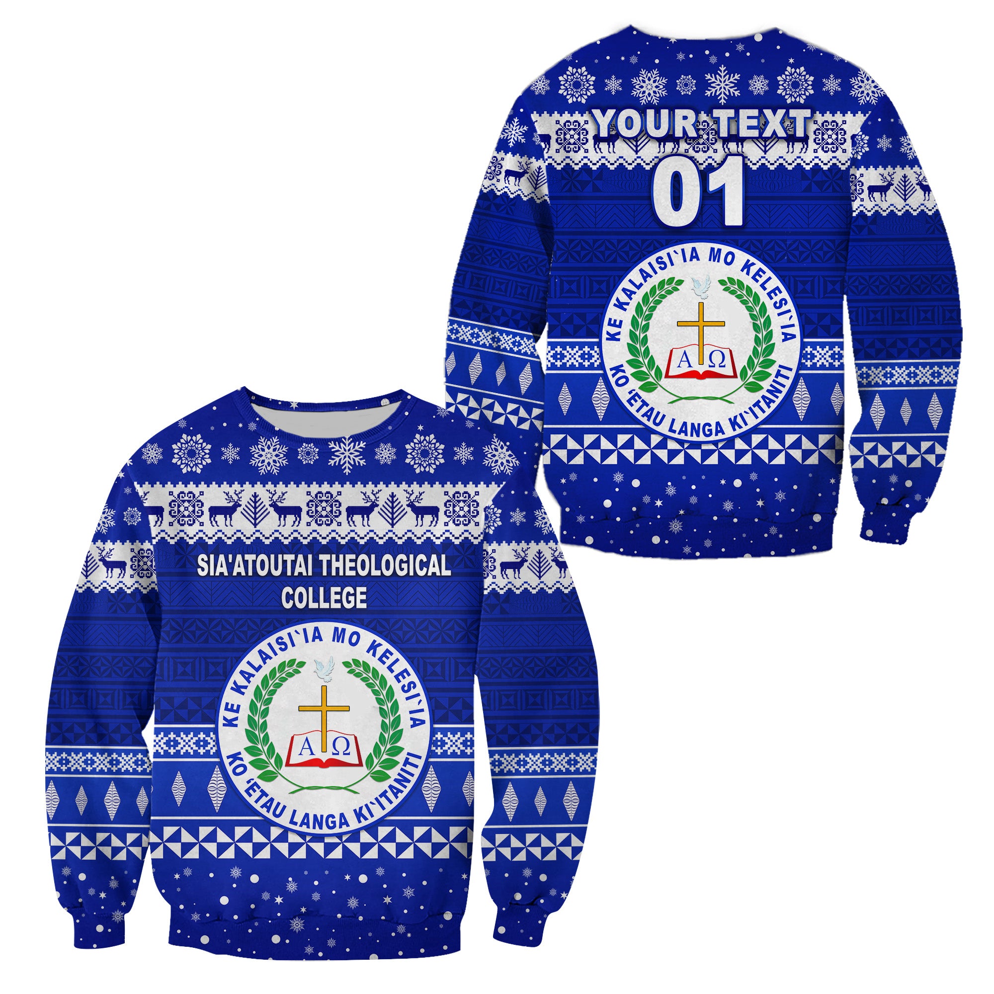 (Custom Personalised) Sia'atoutai Theological College Christmas Sweatshirt Simple Style LT8 - Polynesian Pride