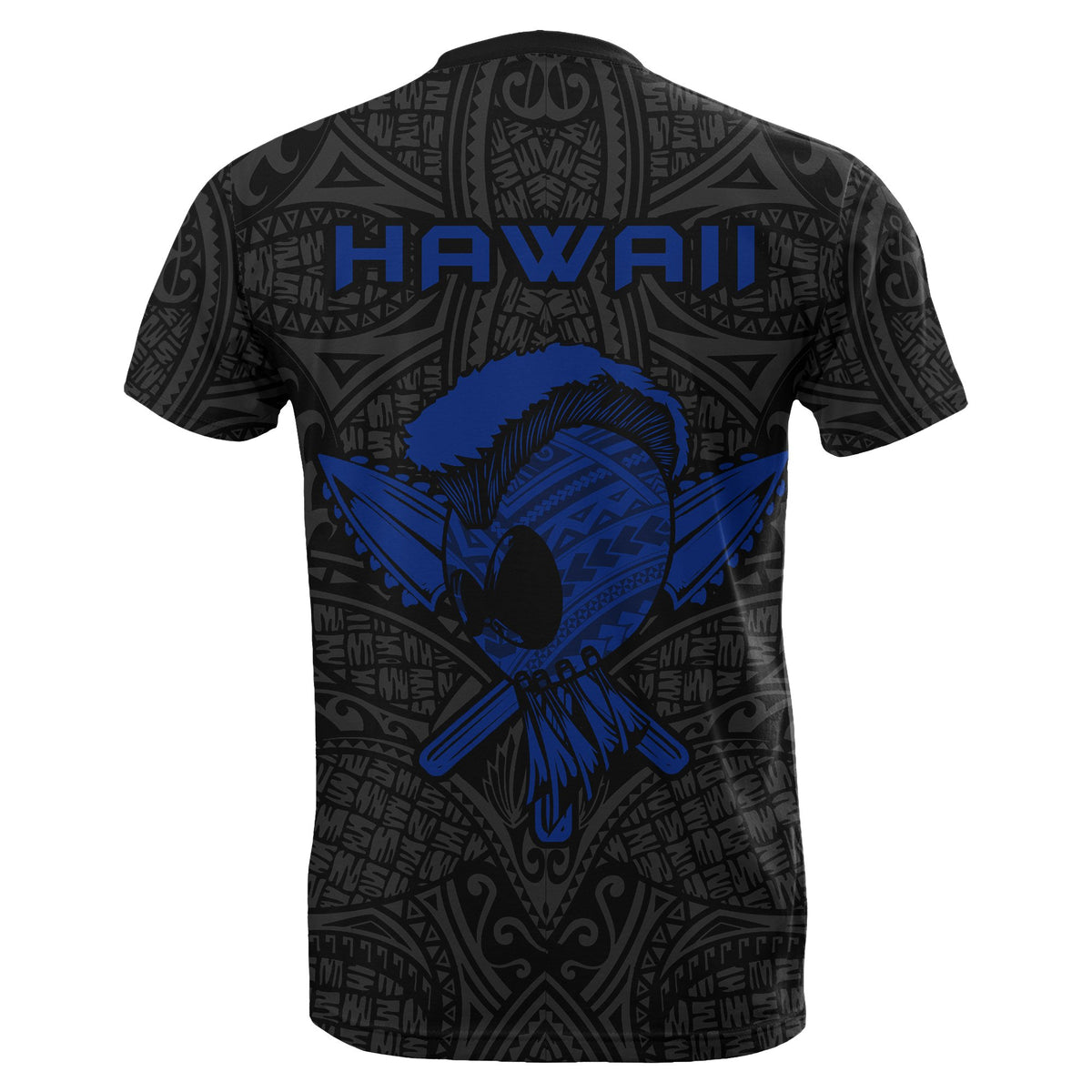 Polynesian Kakau Helmet Weapon Blue Kanaka Warrior T Shirt - Polynesian Pride