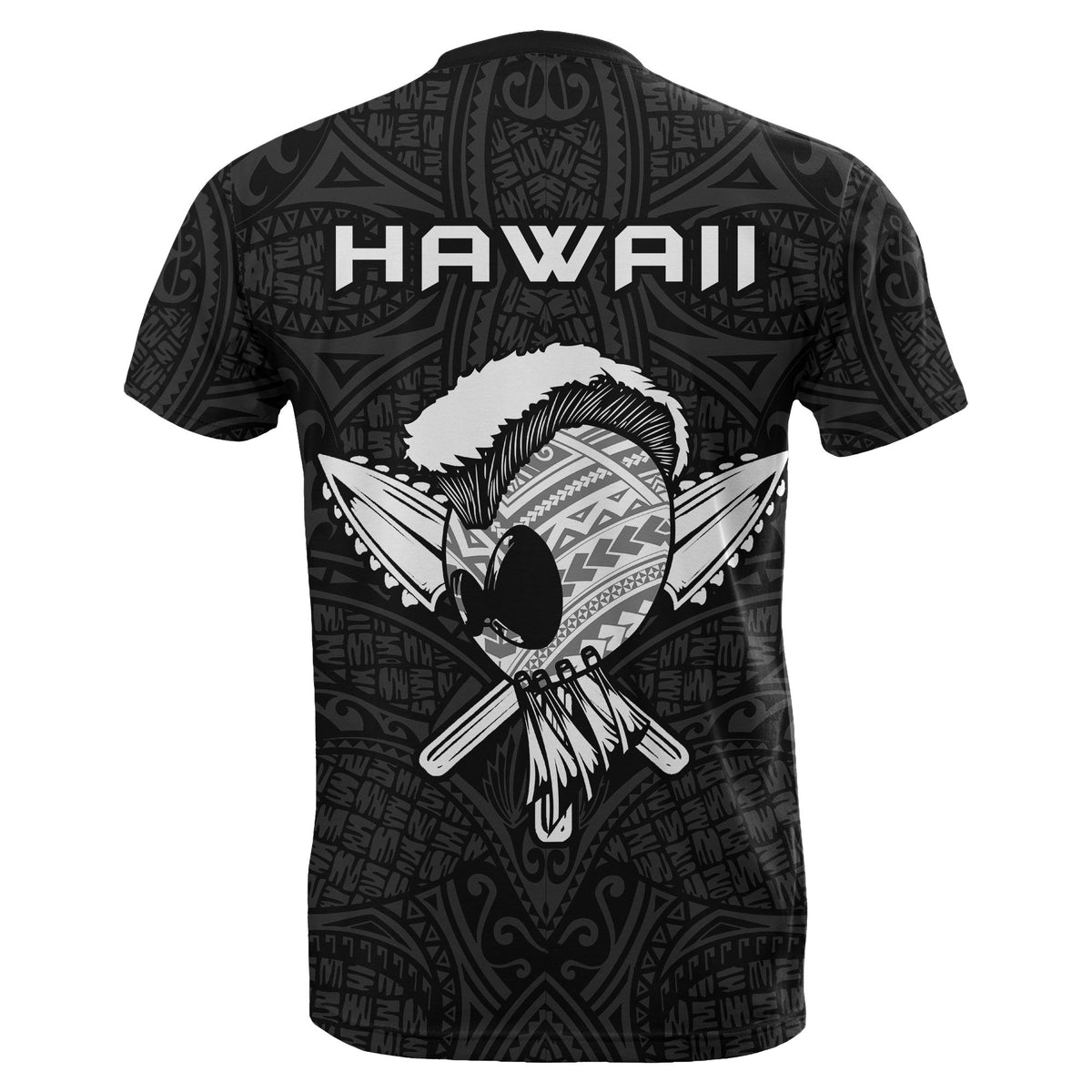 Polynesian Kakau Helmet Weapon White Kanaka Warrior T Shirt - Polynesian Pride