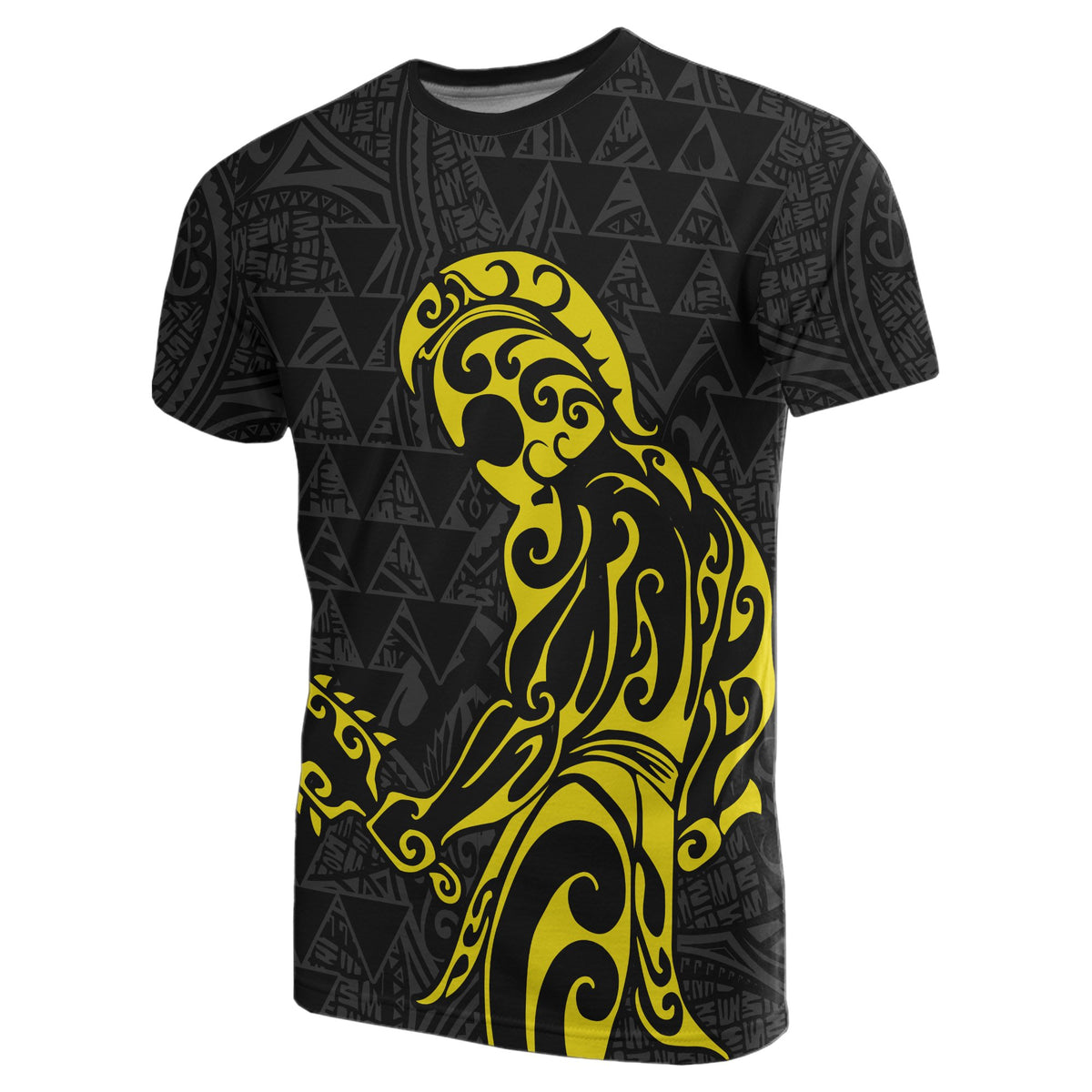 Polynesian Kakau Helmet Weapon Yellow Kanaka Warrior T Shirt - Polynesian Pride