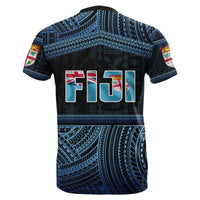 Fiji Rugby Polynesian Patterns T Shirt Blue - Polynesian Pride