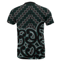 New Zealand T Shirt Maori Graphic Tee patterns Green LT6 - Polynesian Pride