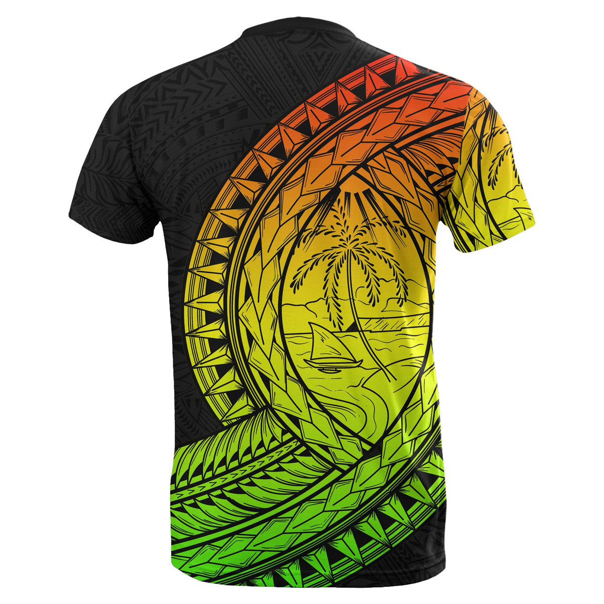 Guam T Shirt Rugby Version Coat of Arms Polynesian Rasta - Polynesian Pride