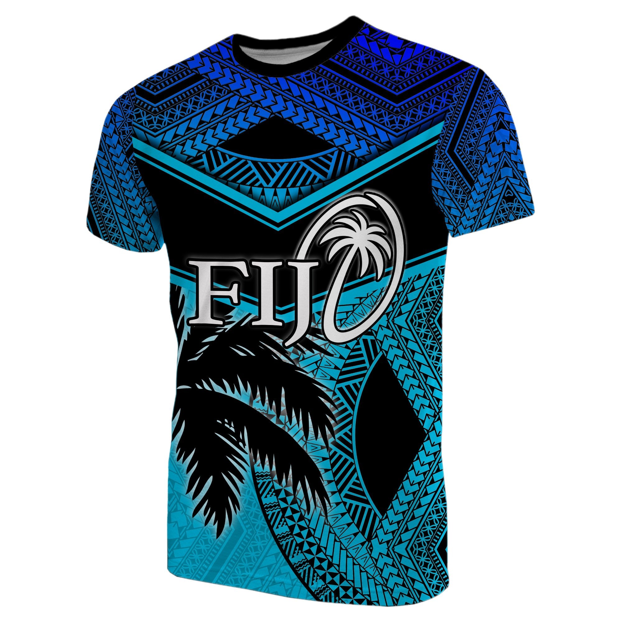 Fiji Rugby Polynesian T Shirt Blue Blue - Polynesian Pride