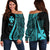 Wallis And Futuna Custom Personalised Women's Off Shoulder Sweater - Turquoise Polynesian Tentacle Tribal Pattern Turquoise - Polynesian Pride