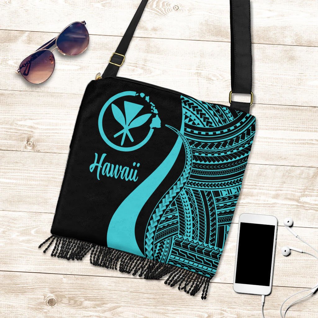 Hawaii Boho Handbag - Turquoise Polynesian Tentacle Tribal Pattern Boho Handbag One Size Turquoise - Polynesian Pride