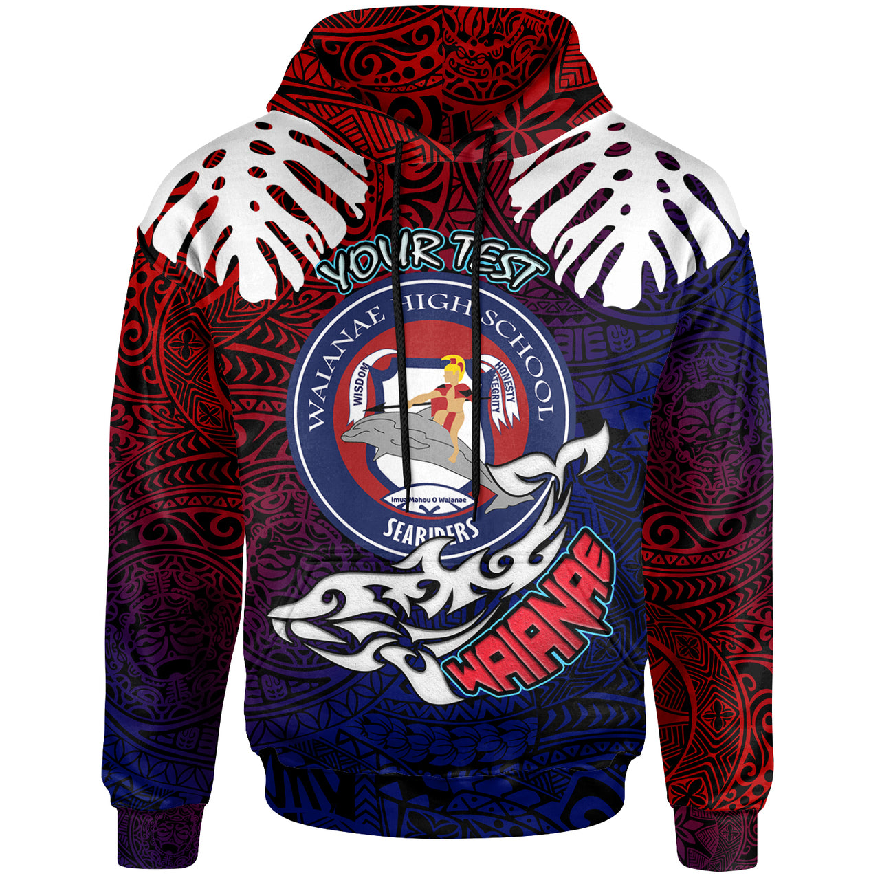 Hawaii Waianae High School Custom Hoodie Waianae High School Polynesian Pattern LT10 Blue - Polynesian Pride