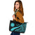 Nauru Large Leather Tote Bag - Turquoise Polynesian Tentacle Tribal Pattern Turquoise - Polynesian Pride