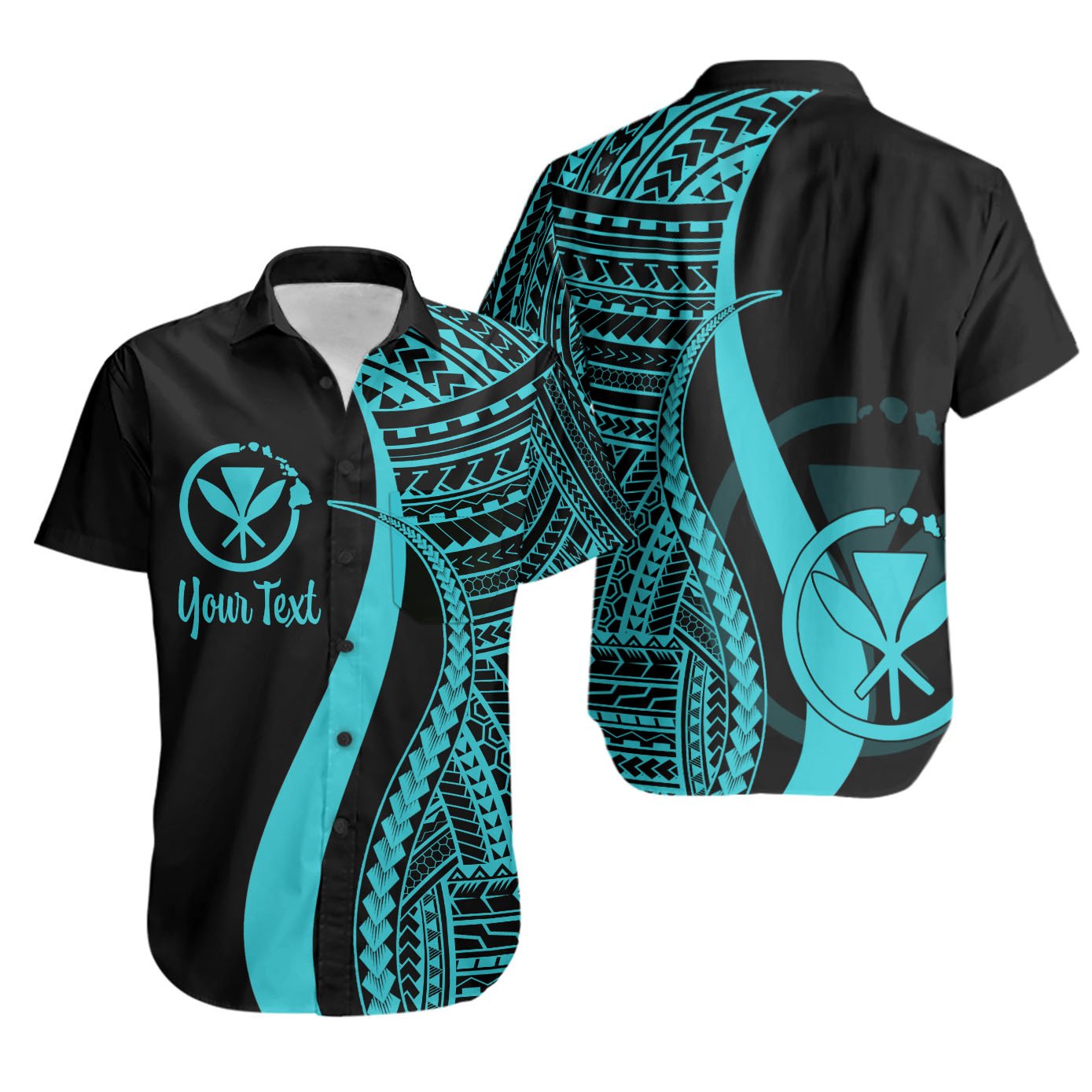 Hawaii Custom Personalised Short Sleeve Shirts - Turquoise Polynesian Tentacle Tribal Pattern Unisex Turquoise - Polynesian Pride