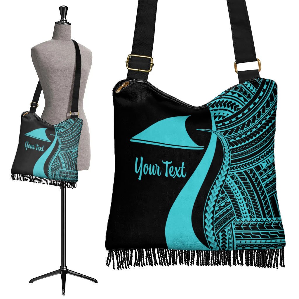 Tokelau Custom Personalised Boho Handbag - Turquoise Polynesian Tentacle Tribal Pattern - Polynesian Pride