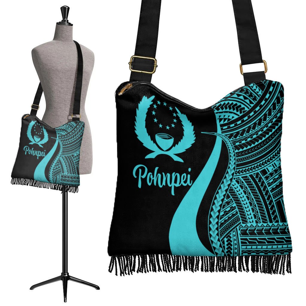 Pohnpei Boho Handbag - Turquoise Polynesian Tentacle Tribal Pattern - Polynesian Pride