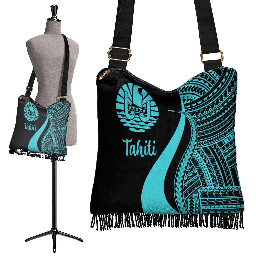 Tahiti Boho Handbag - Turquoise Polynesian Tentacle Tribal Pattern - Polynesian Pride