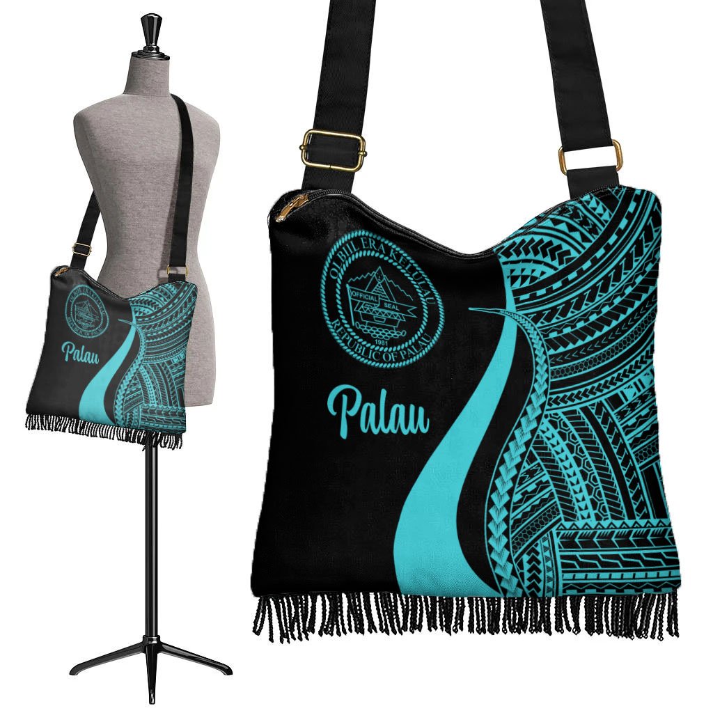 Palau Boho Handbag - Turquoise Polynesian Tentacle Tribal Pattern Crest - Polynesian Pride