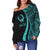 Pohnpei Custom Personalised Women's Off Shoulder Sweater - Turquoise Polynesian Tentacle Tribal Pattern - Polynesian Pride