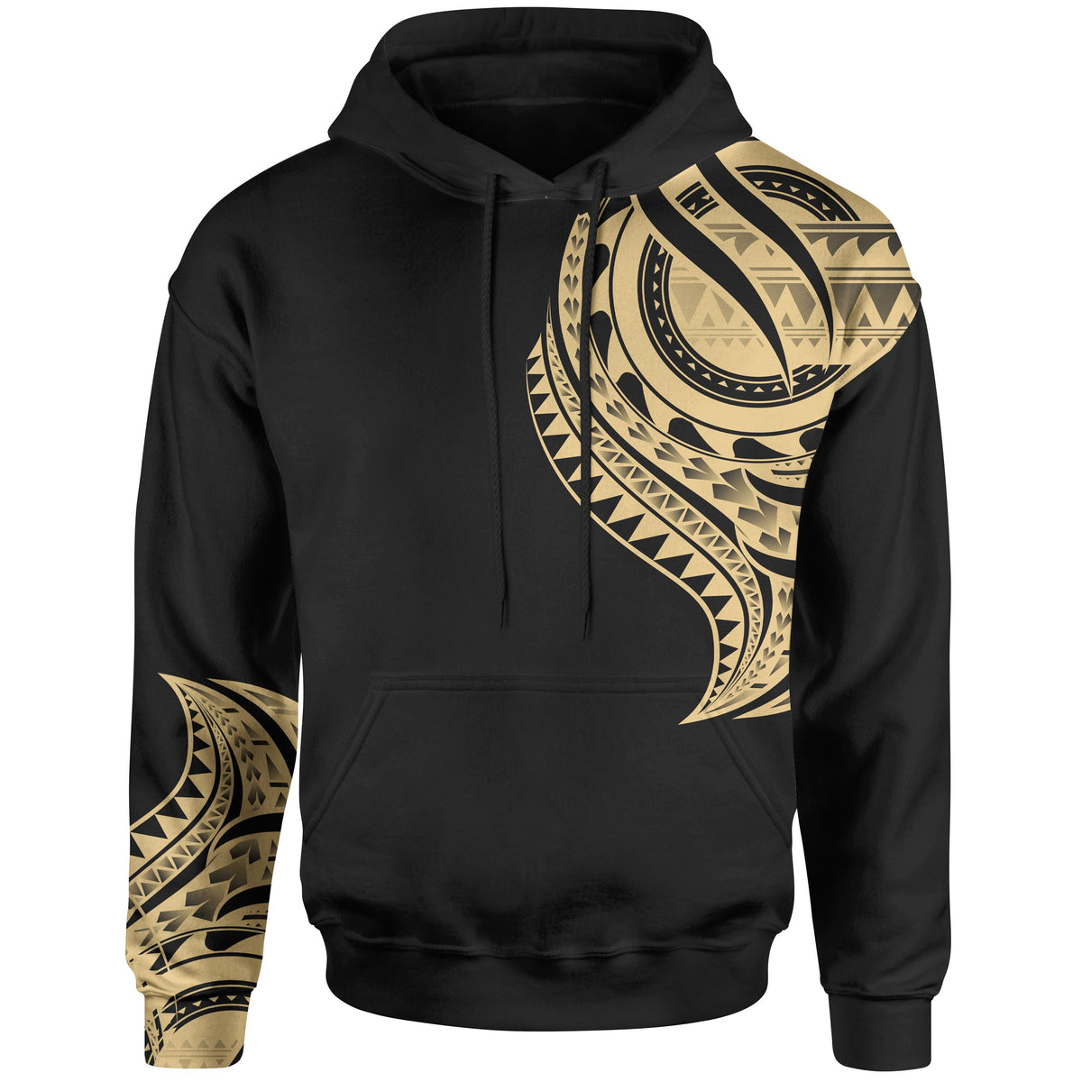 Papua New Guinea Hoodie Papua New Guinea Tatau Gold Patterns With Coat ofrms Unisex Black - Polynesian Pride