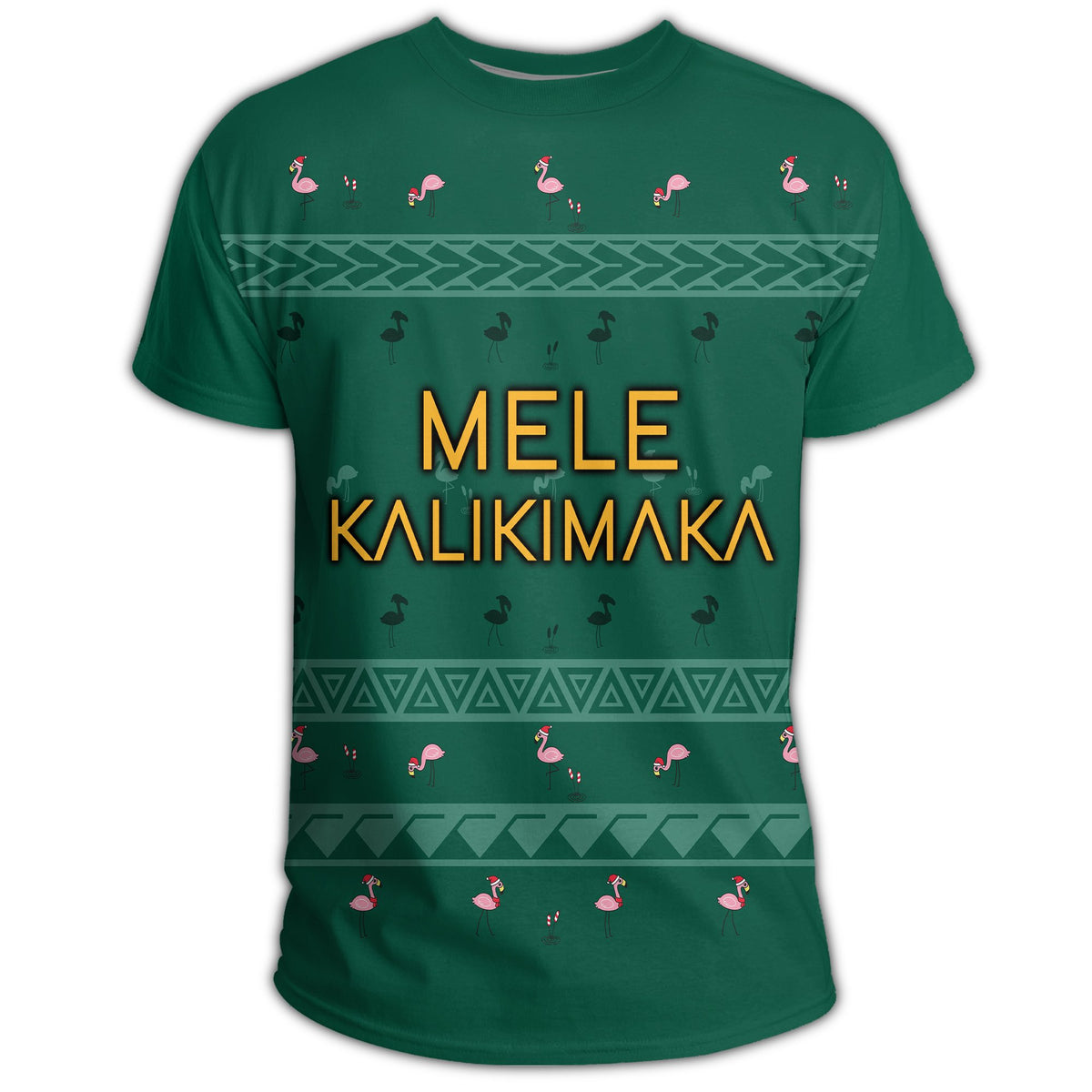 Hawaiian Map Polynesian Mele Kalikimaka Flamingo Christmas T Shirt - Polynesian Pride