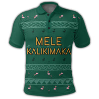 Hawaiian Map Polynesian Mele Kalikimaka Flamingo Christmas Polo Shirt - Polynesian Pride