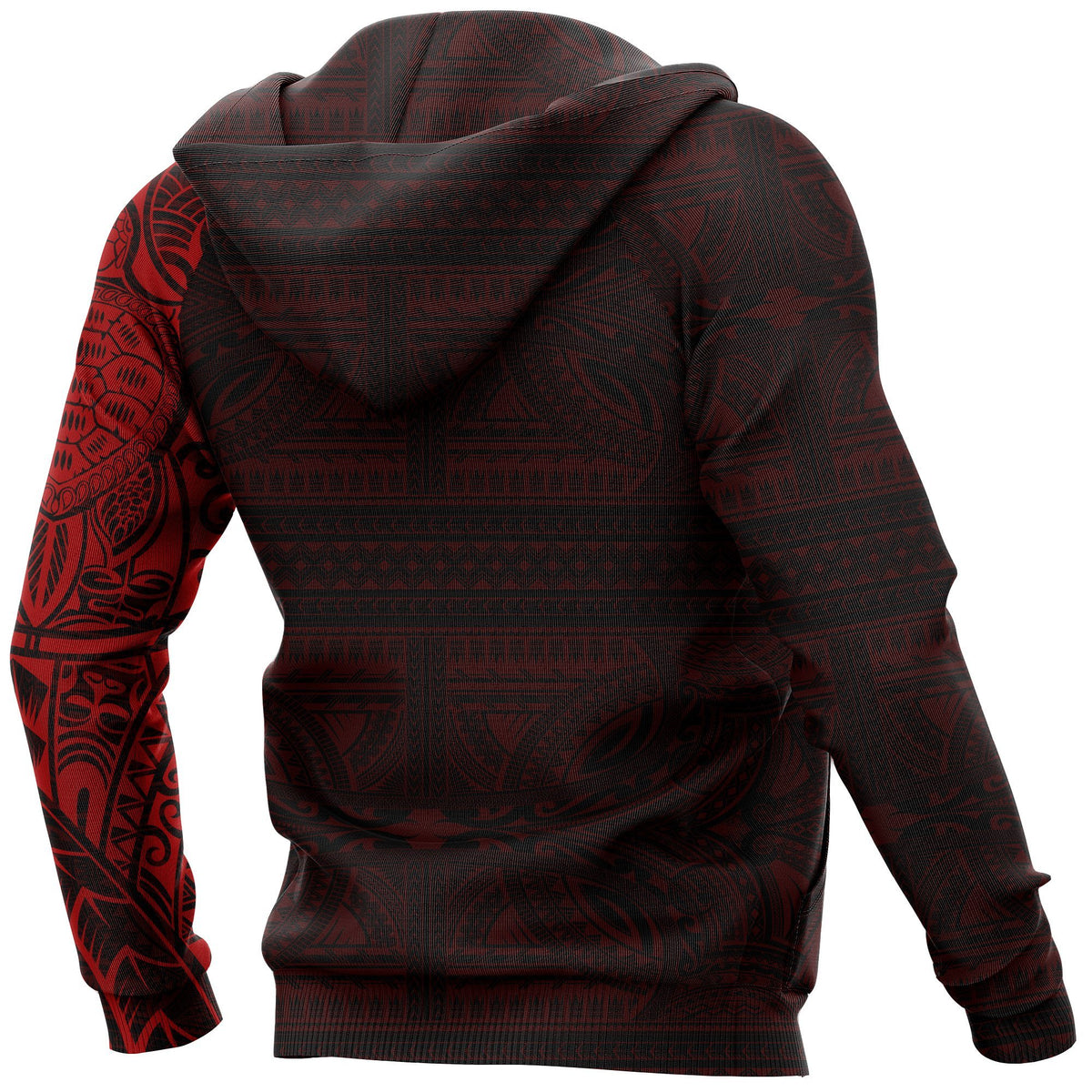 Hoodie Polynesian Tribal Lizard Tattoo Red - Polynesian Pride