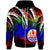 Tahiti Zip Hoodie Tropical Leaf Rainbow Color Unisex Rainbow - Polynesian Pride