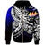 Tahiti Zip Hoodie Tribal Jungle Pattern Blue Color Unisex Blue - Polynesian Pride