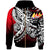 Tahiti Zip Hoodie Tribal Jungle Pattern Red Color Unisex Red - Polynesian Pride