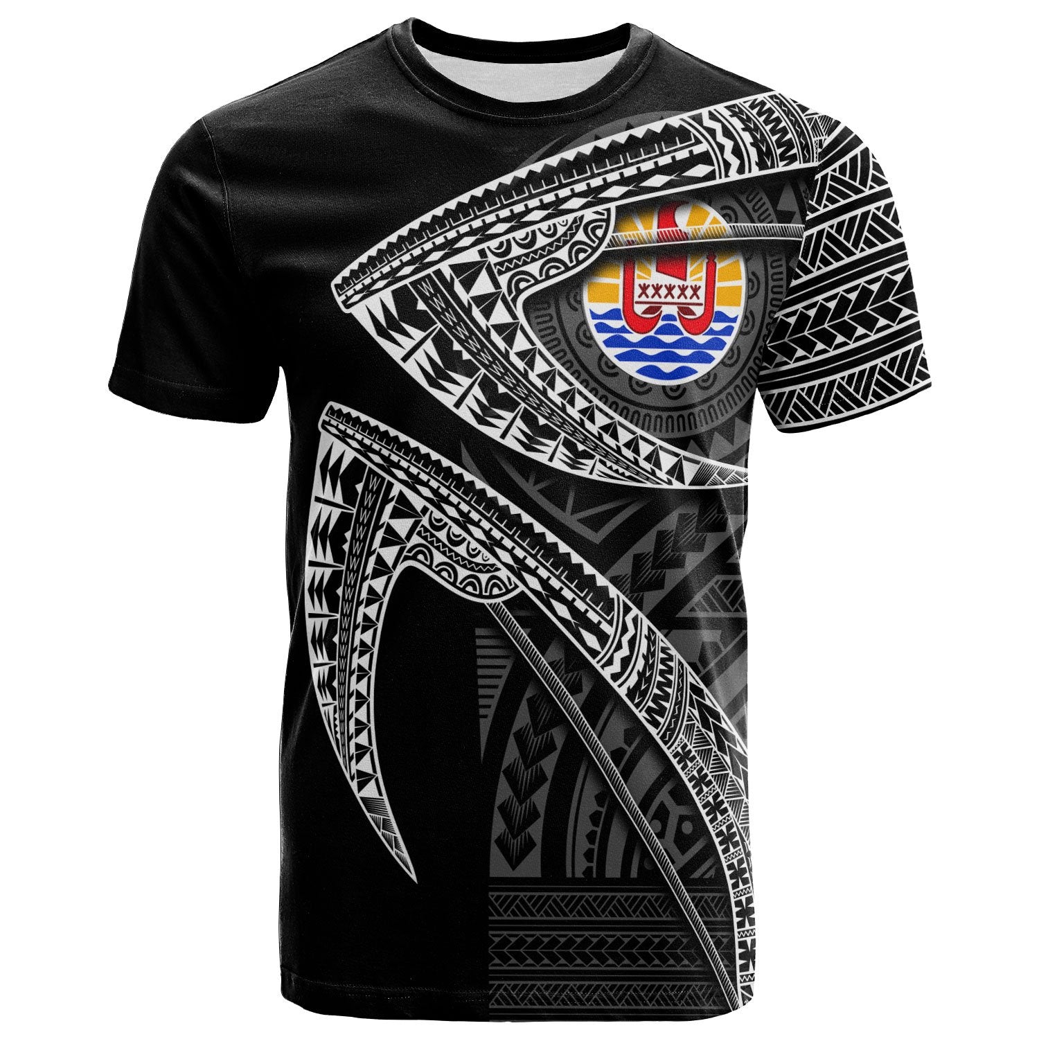 Tahiti T Shirt Fish Hook Unisex Black - Polynesian Pride