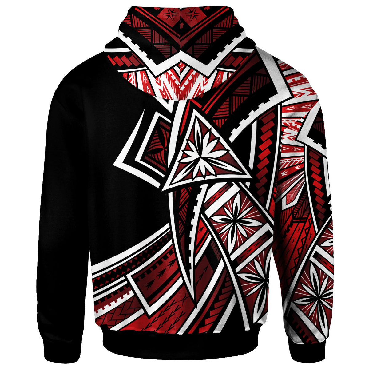 Tahiti Hoodie Tribal Flower Special Pattern Red Color - Polynesian Pride