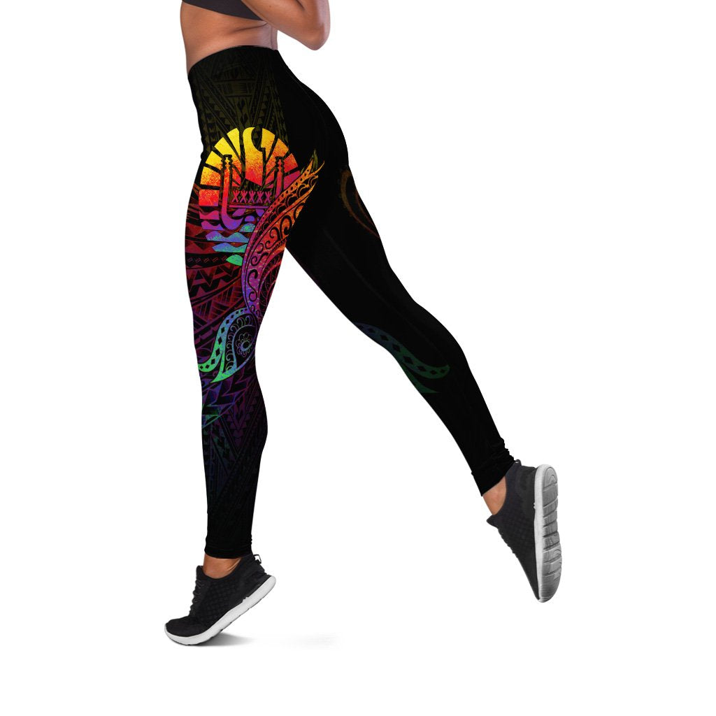 Tahiti Leggings - Butterfly Polynesian Style Black - Polynesian Pride