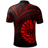 Tahiti Polo Shirt Red Color Cross Style - Polynesian Pride