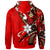 Tahiti Zip Hoodie Tribal Flower With Special Turtles Red Color - Polynesian Pride