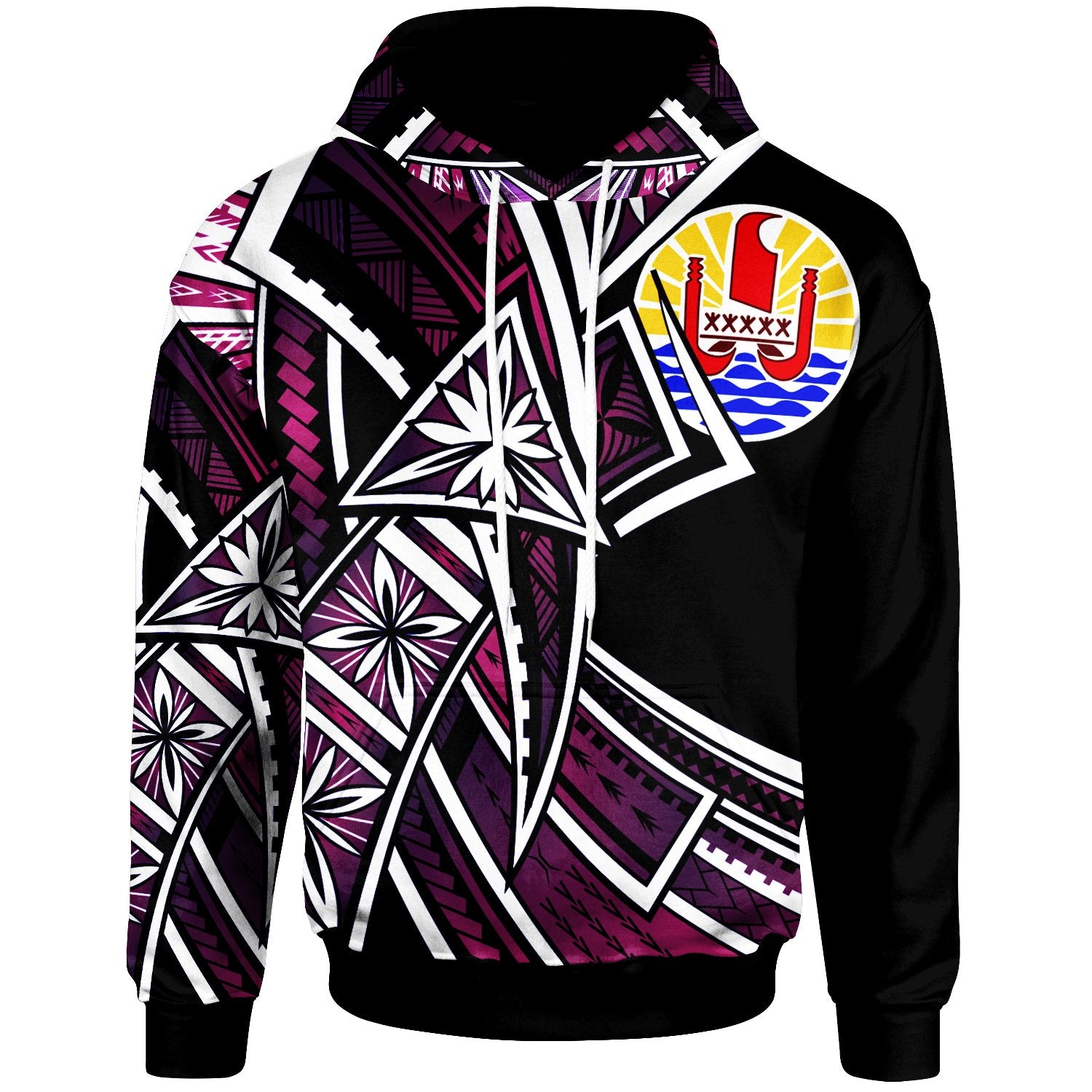 Tahiti Hoodie Tribal Flower Special Pattern Purple Color Unisex Purple - Polynesian Pride