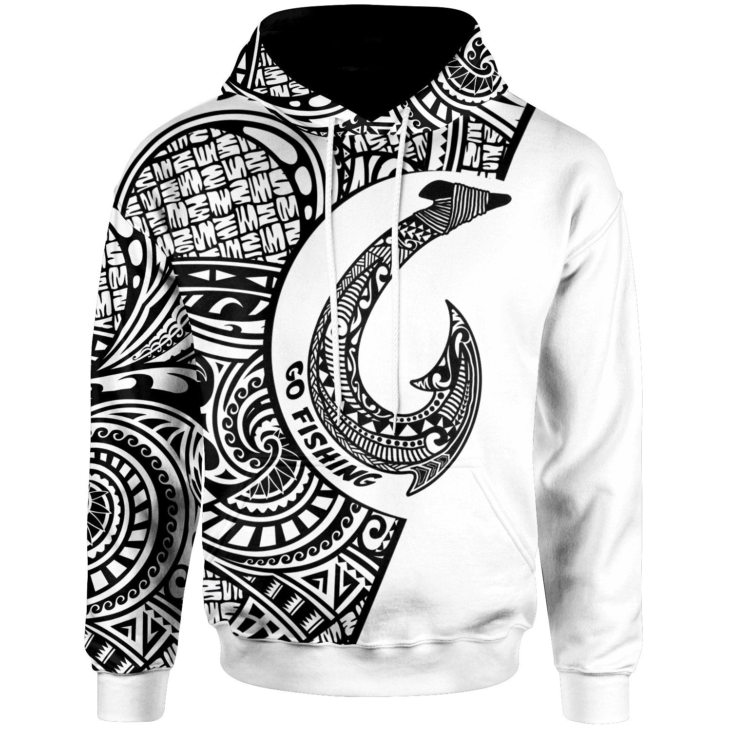 Samoa Hoodie Hook Tattoo Unisex White - Polynesian Pride