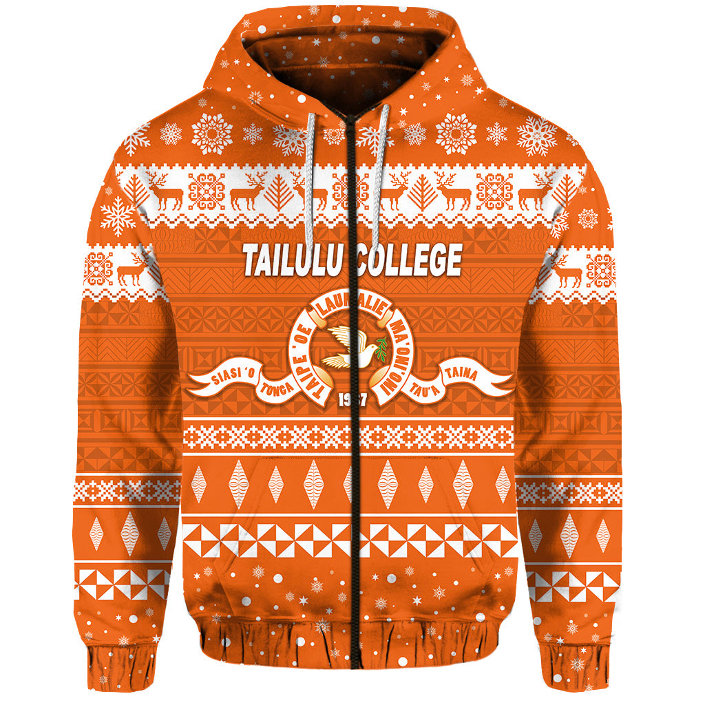 Tailulu College Christmas Zip Hoodie Simple Style LT8 - Polynesian Pride