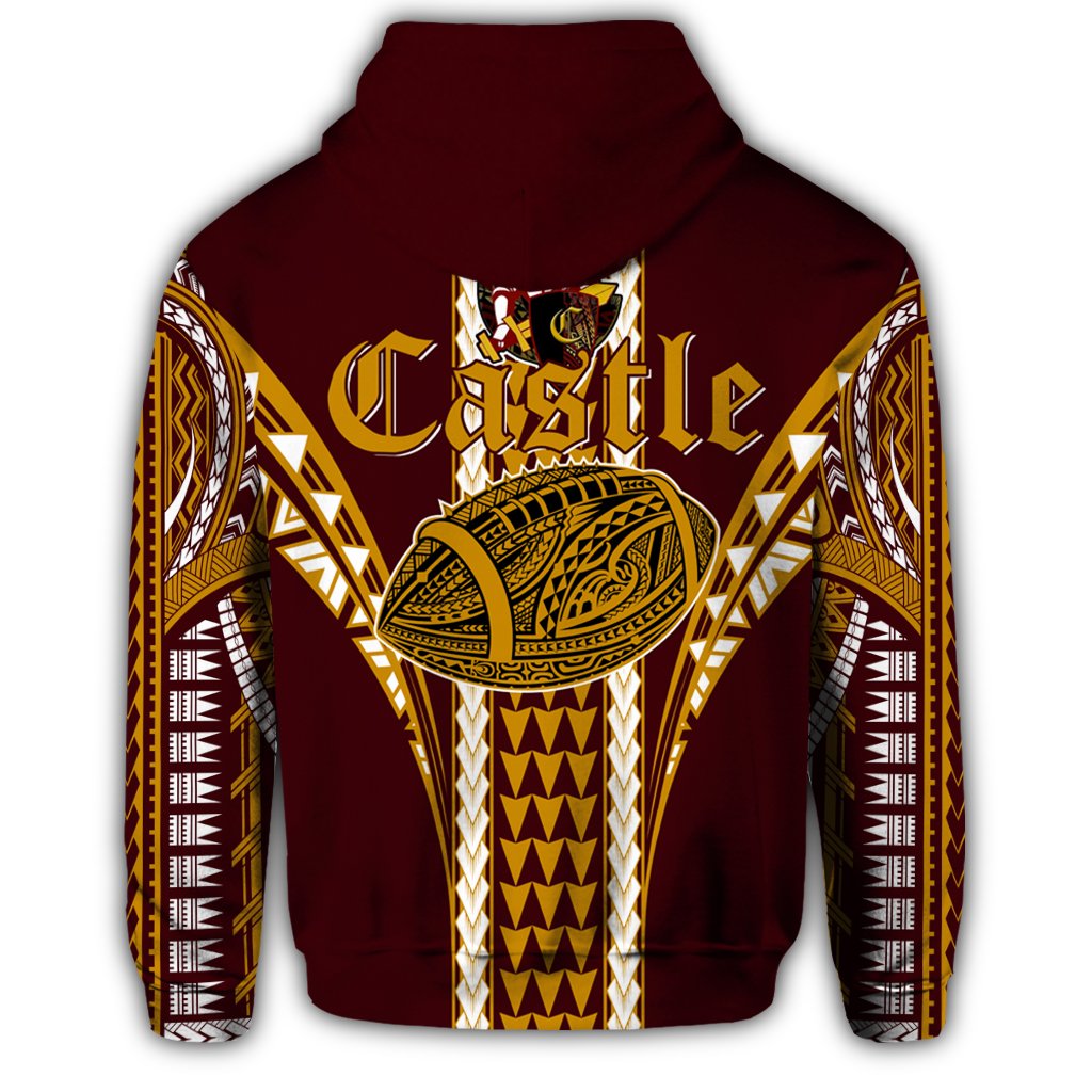 Hawaii Hoodie Castle High Football Jersey Hoodie Zip - Polynesian Pride