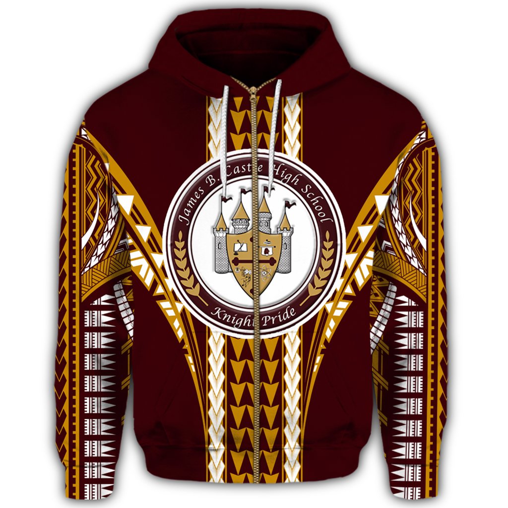Hawaii Hoodie Castle High Football Jersey Hoodie Zip - Polynesian Pride