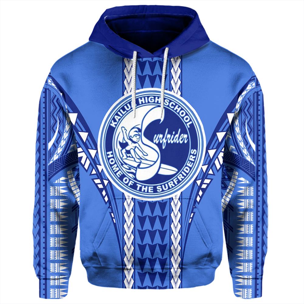 Hawaii Hoodie Kailua High Football Jersey Hoodie Unisex Blue - Polynesian Pride