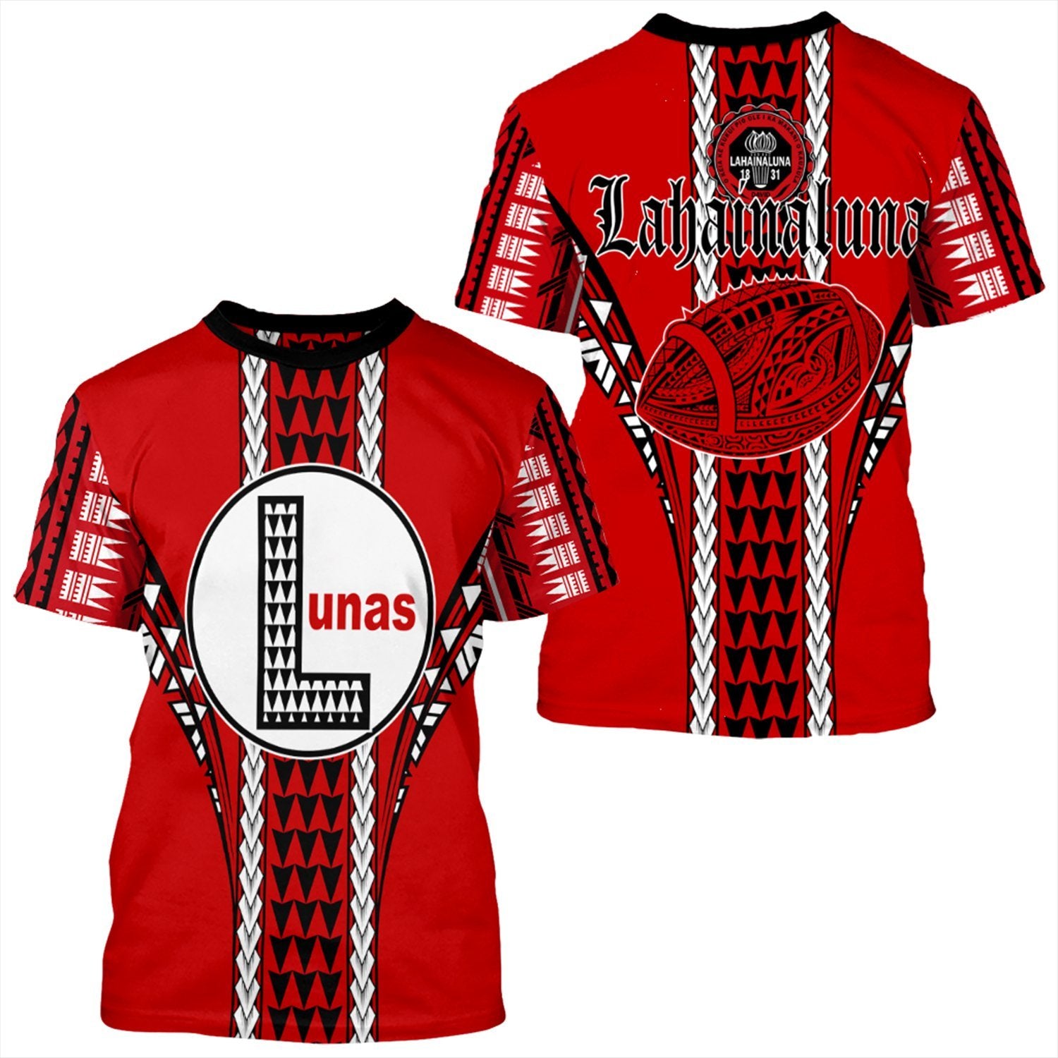 Hawaii Lahainaluna High Football Jersey T Shirt Unisex Red - Polynesian Pride