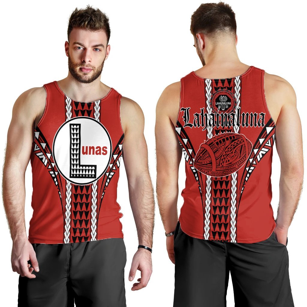 Hawaii Men's Tank Top - Lahainaluna High Football Jersey Men's Tank Top - AH Red - Polynesian Pride