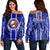 Hawaii - Waianae High Football Jersey Women's Off Shoulder Sweater - AH Blue - Polynesian Pride