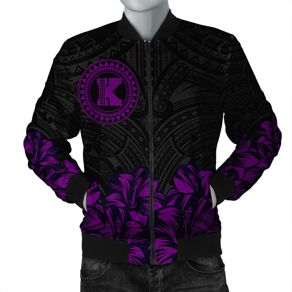 Kauai Map Hibiscus Polynesian Bomber Jacket - Lithe Style - AH Purple Unisex - Polynesian Pride