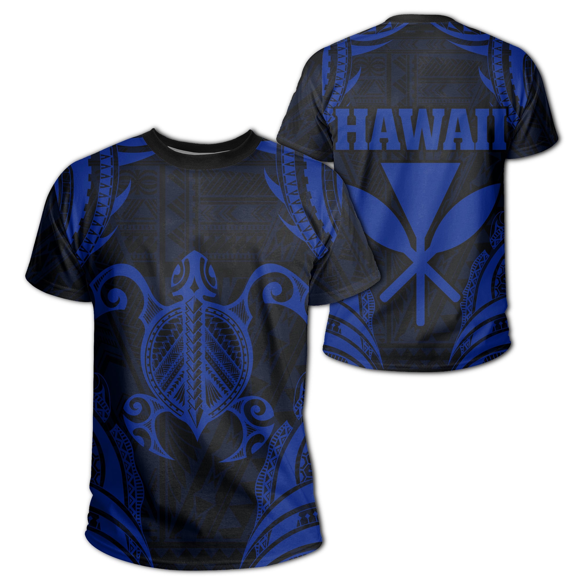 Hawaii Turtle Kanaka Polynesian T Shirt Blue Unisex Blue - Polynesian Pride